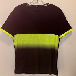 LOGEEYAR Black & Neon Yellow Fade Athletic Fit Short Sleeve Shirt Men’s Small